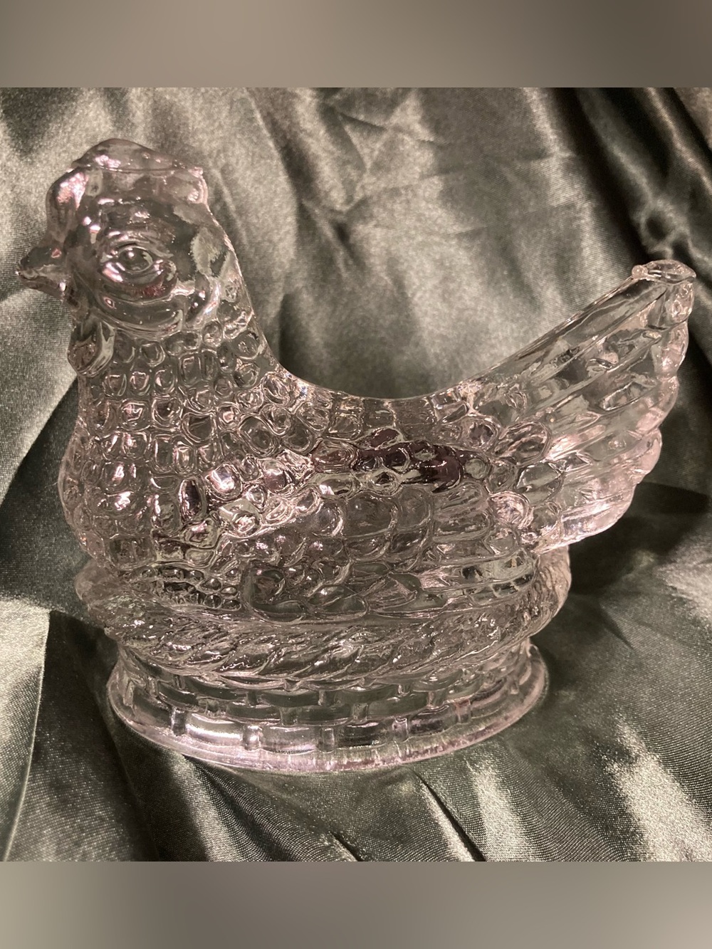 1950's J.H. Millstein Co. Clear Glass Hen on Nest!